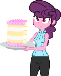 Size: 2798x3505 | Tagged: safe, artist:ironm17, sugar belle, equestria girls, cake, clothes, equestria girls-ified, female, food, simple background, sleeveless sweater, sleeveless turtleneck, solo, transparent background, vector