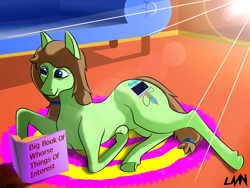 Size: 1288x966 | Tagged: safe, artist:lvnnkartistries, oc, oc only, oc:takapone, earth pony, pony, book, carpet, comfy, digital art, reading, relaxed, relaxing, sofa, solo, sunny, sunshine