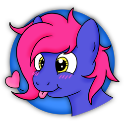 Size: 1520x1520 | Tagged: safe, artist:deltaryz, oc, oc only, oc:sweetheart swirl, :p, avatar, blushing, cute, heart, male, profile picture, simple background, solo, tongue out, transparent background