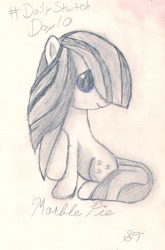 Size: 1021x1547 | Tagged: safe, artist:silversthreads, marble pie, earth pony, pony, daily sketch, female, mare, sketch, solo, traditional art