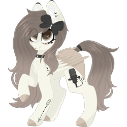 Size: 2048x2048 | Tagged: safe, artist:cinnamontee, oc, oc only, oc:akira, pegasus, pony, bow, chest fluff, female, high res, mare, raised hoof, simple background, solo, tongue out, transparent background