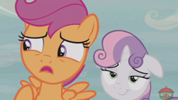 Size: 1920x1080 | Tagged: safe, screencap, scootaloo, sweetie belle, pony, hard to say anything, floppy ears