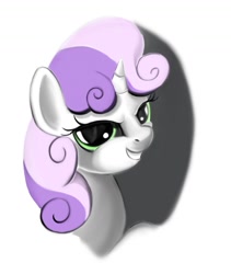 Size: 1276x1515 | Tagged: safe, artist:ponsce, sweetie belle, bust, portrait, shadow, simple background, smirk, solo, white background