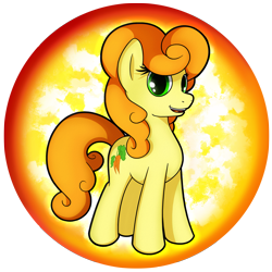 Size: 2539x2539 | Tagged: safe, artist:flamevulture17, carrot top, golden harvest, earth pony, pony, commission, open mouth, orb, smiling, solo