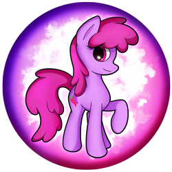 Size: 2539x2539 | Tagged: safe, artist:flamevulture17, berry punch, berryshine, earth pony, pony, commission, looking at you, orb, raised hoof, smiling, solo