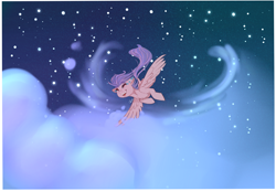 Size: 2000x1384 | Tagged: safe, artist:caninegalactic, scootaloo, pegasus, pony, cloud, flying, happy, solo