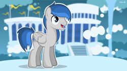 Size: 1920x1080 | Tagged: safe, artist:noah-x3, oc, oc only, oc:dedelner, pegasus, pony, cloudsdale, male, solo, stallion