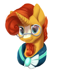 Size: 1600x2000 | Tagged: safe, artist:peachmayflower, sunburst, pony, unicorn, bust, male, portrait, simple background, solo, stallion