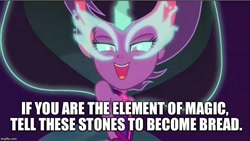 Size: 800x451 | Tagged: safe, edit, edited screencap, screencap, midnight sparkle, sci-twi, twilight sparkle, equestria girls, friendship games, bible, image macro, matthew, meme, midnight sparkle's lines, satan, temptation