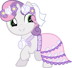 Size: 3170x3000 | Tagged: safe, artist:ocarina0ftimelord, sweetie belle, pony, unicorn, a canterlot wedding, .svg available, clothes, cute, diasweetes, dress, female, filly, flower filly, simple background, solo, transparent background, vector