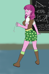 Size: 1330x2000 | Tagged: safe, artist:someguy88, cheerilee, equestria girls, boots, chalk, chalkboard, clothes, math, miniskirt, skirt, socks, solo, tight clothing