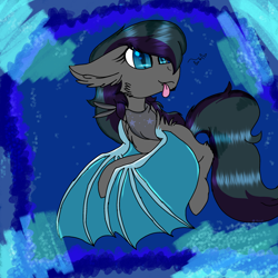 Size: 2560x2560 | Tagged: safe, artist:brokensilence, oc, oc only, oc:moonlitti dusk, bat pony, pony, :p, blue eyes, clothes, collar, cute, scarf, solo, tongue out