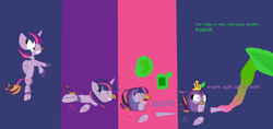 Size: 4000x1882 | Tagged: safe, artist:pandora010, twilight sparkle, twilight sparkle (alicorn), alicorn, bird, pony, angry birds, comic, crossover, dialogue, gale, graveyard of comments, inanimate tf, transformation, transformation sequence