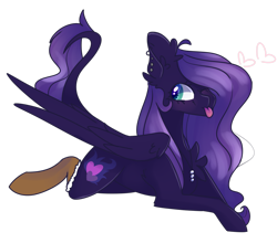 Size: 1126x993 | Tagged: safe, artist:emily-826, oc, oc only, pegasus, pony, female, leonine tail, mare, one eye closed, prone, simple background, solo, tongue out, transparent background, wink