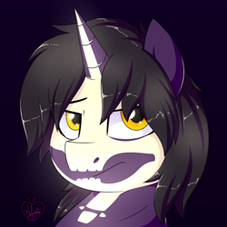 Size: 700x700 | Tagged: safe, artist:notenoughapples, oc, oc only, oc:skullpon, pony, unicorn, bust, male, portrait, shadow, skull, solo, stallion