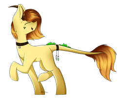 Size: 1024x865 | Tagged: safe, artist:mindlesssketching, oc, oc only, oc:polonium, element pony, object pony, original species, pony, eyes closed, horns, male, ponified, raised hoof, simple background, solo, stallion, transparent background, walking