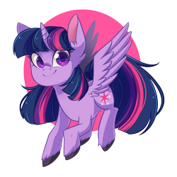 Size: 2000x2000 | Tagged: safe, artist:looji, twilight sparkle, twilight sparkle (alicorn), alicorn, pony, cute, female, flying, high res, mare, smiling, solo, twiabetes, unshorn fetlocks