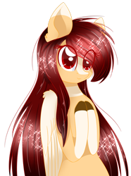 Size: 1024x1378 | Tagged: safe, artist:little-sketches, oc, oc only, oc:yeri, pegasus, pony, colored pupils, colored wings, eye clipping through hair, female, mare, simple background, solo, transparent background