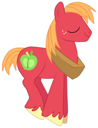 Size: 760x992 | Tagged: safe, artist:jennieoo, big macintosh, earth pony, pony, eyes closed, jumping, male, simple background, solo, stallion, transparent background, vector