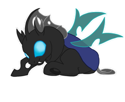 Size: 650x534 | Tagged: safe, artist:darkodraco, oc, oc only, oc:tryp, changeling, changeling oc, lying down, simple background, solo, transparent background