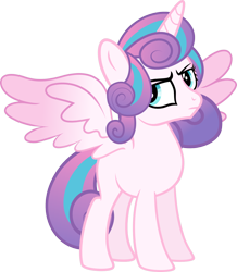 Size: 1132x1300 | Tagged: safe, artist:lightningbolt, derpibooru exclusive, princess flurry heart, alicorn, pony, .svg available, annoyed, blank flank, female, frown, glare, grumpy, hair over one eye, indifferent, looking at you, older, princess emo heart, simple background, solo, spread wings, svg, teenage flurry heart, teenager, transparent background, vector