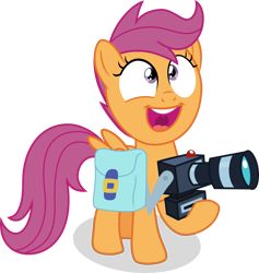 Size: 4752x5013 | Tagged: safe, artist:shutterflyeqd, scootaloo, pony, parental glideance, absurd resolution, camera, excited, female, filly, saddle bag, simple background, smiling, solo, transparent background, vector