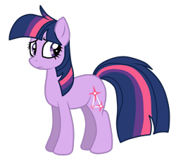 Size: 1114x1017 | Tagged: safe, artist:not-ordinary-pony, twilight sparkle, earth pony, pony, alternate cutie mark, earth pony twilight, female, looking back, mare, race swap, sad, simple background, solo, transparent background