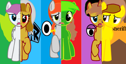 Size: 1414x720 | Tagged: safe, pony, buzz lightyear, jessie (toy story), mr potato head, ms paint, recolor, toy story, what my cutie mark is telling me, woody