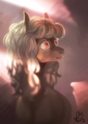 Size: 1240x1754 | Tagged: safe, artist:spirit-alu, oc, oc only, earth pony, pony, bust, portrait, red eyes, solo