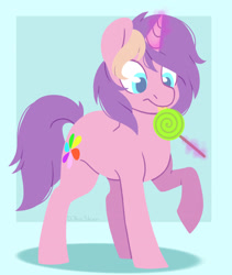 Size: 2375x2809 | Tagged: safe, artist:djkaskan, oc, pony, unicorn, candy, food, licking, lollipop, solo, tongue out