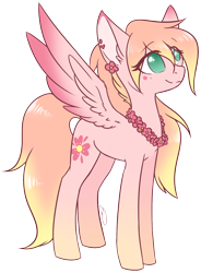 Size: 1358x1846 | Tagged: safe, artist:doekitty, oc, oc only, oc:paradise, pegasus, pony, female, flower, flower necklace, mare, simple background, solo, transparent background