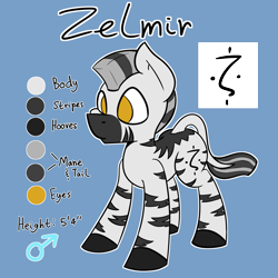 Size: 3000x3000 | Tagged: safe, artist:magmatic, oc, oc only, oc:zelmir, zebra, reference sheet, solo