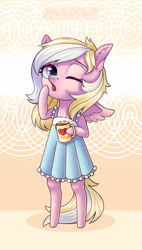 Size: 2058x3629 | Tagged: safe, artist:wirbel-wind, oc, oc only, oc:bay breeze, anthro, arm hooves, clothes, coffee, messy mane, mug, nightgown, one eye closed, open mouth, sleepy, standing, yawn