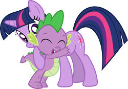 Size: 3573x2488 | Tagged: safe, artist:porygon2z, spike, twilight sparkle, dragon, owl's well that ends well, simple background, transparent background, vector, vector trace