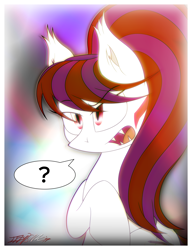 Size: 3144x4093 | Tagged: safe, artist:iflysna94, oc, oc only, oc:dream gaze, bat pony, pony, absurd resolution, fangs, question mark, solo