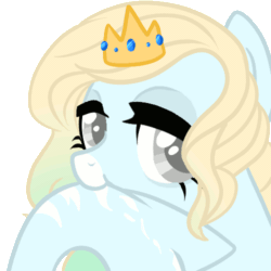 Size: 500x500 | Tagged: safe, artist:peachesandcreamated, oc, oc only, oc:feather fluff, original species, shark pony, animated, biting, gif, nom, simple background, solo, tail bite, tail chewing, transparent background