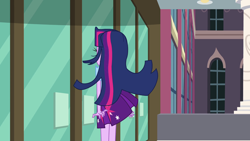 Size: 1920x1080 | Tagged: safe, screencap, twilight sparkle, twilight sparkle (alicorn), alicorn, equestria girls, clumsy, door, faceplant, ouch, solo