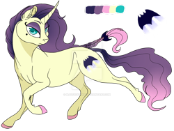 Size: 900x675 | Tagged: safe, artist:bijutsuyoukai, oc, oc only, oc:silent night, pony, unicorn, female, magical lesbian spawn, mare, offspring, parent:fluttershy, parent:moonlight raven, parents:moonlightshy, reference sheet, simple background, solo, transparent background, watermark