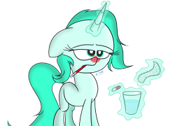 Size: 1913x1374 | Tagged: safe, artist:khushi1428, oc, oc only, oc:water dash, pony, unicorn, female, glowing horn, mare, sick, simple background, solo, transparent background