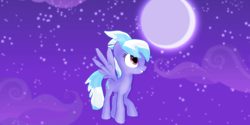 Size: 2000x1000 | Tagged: safe, artist:kp-shadowsquirrel, artist:poninnahka, artist:sparkiss-pony, artist:ttasattasa, cloudchaser, pony, 3d, downloadable, flying, mmd, moon, night, night sky, sky, smiling, solo, spread wings, wings