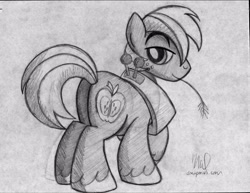 Size: 3300x2550 | Tagged: safe, artist:drawponies, big macintosh, pony, male, simple background, solo, straw, traditional art