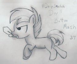 Size: 1751x1467 | Tagged: safe, artist:silversthreads, button mash, earth pony, pony, colt, daily sketch, male, sketch, solo, traditional art