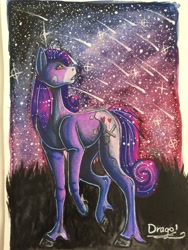 Size: 2337x3109 | Tagged: safe, artist:drago-draw, oc, oc only, oc:candied passion, earth pony, pony, commission, solo, traditional art