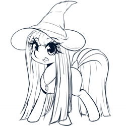 Size: 1280x1280 | Tagged: safe, artist:fluffymaiden, oc, oc only, oc:pumpkin spice, hat, looking at you, sketch, solo, witch hat