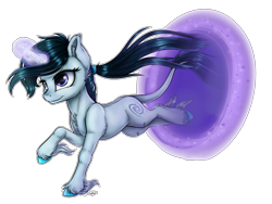 Size: 3424x2575 | Tagged: safe, artist:gaelledragons, oc, oc only, oc:gate, pony, unicorn, female, high res, magic, mare, portal, running, simple background, solo, transparent background, unshorn fetlocks