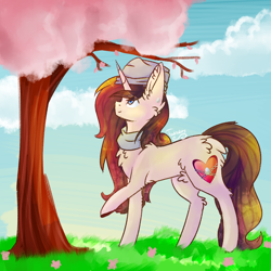 Size: 1000x1000 | Tagged: safe, artist:twinkepaint, oc, oc only, oc:alda, pony, unicorn, female, mare, solo, tree