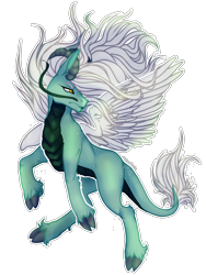 Size: 2448x3264 | Tagged: safe, artist:anteabelle, oc, oc only, oc:aeolus, kirin, pony, cloven hooves, golden eyes, long mane, male, parent:jade radiance, parent:vibrato, parents:oc x oc, ram horns, scaled underbelly, simple background, solo, spread wings, transparent background, whiskers, wings