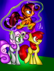 Size: 774x1032 | Tagged: safe, artist:greenfox27, apple bloom, scootaloo, sweetie belle, cutie mark crusaders