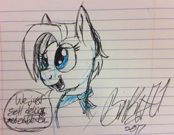 Size: 2279x1767 | Tagged: safe, artist:binkyt11, derpibooru exclusive, jasmine leaf, pony, discordant harmony, female, lined paper, mare, partial color, solo, speech bubble, tea pony, that was fast, traditional art