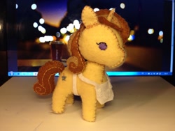 Size: 1280x960 | Tagged: safe, artist:whale, pony, unicorn, apron, cinnamon chai, clothes, doll, irl, photo, plushie, solo, toy